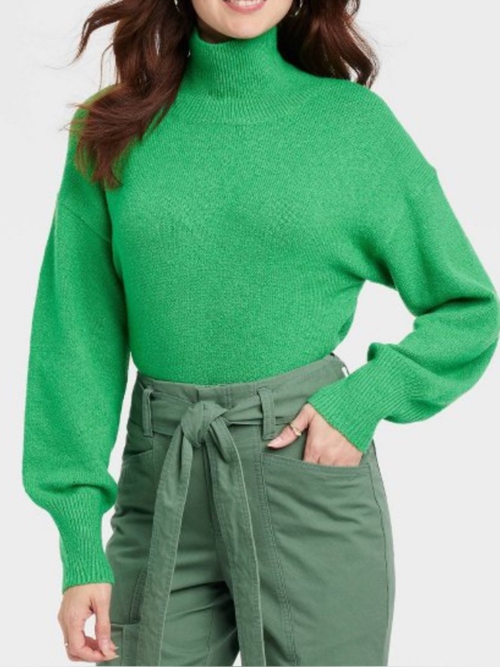 a new day Bright Green Mock Neck Sweater